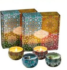 Scented Candles Gift Set - Pack of 4 (Jasmine, Lemon, Vanilla & Cocoa Flavour)