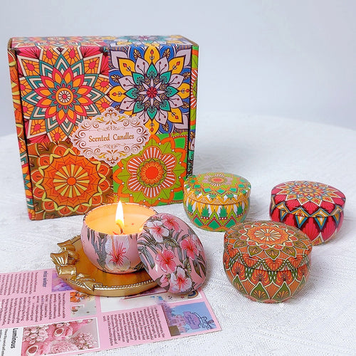 Scented Candles Gift Set - Pack of 4 (Gardenia, White Peach & Oolong, Berry Forest, White Gardenia)