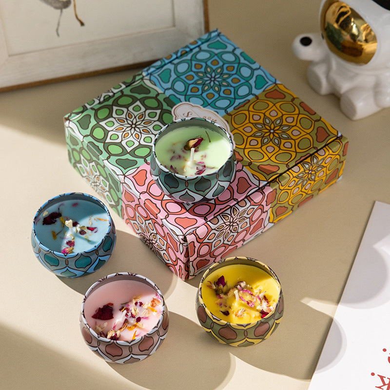 Scented Candles Gift Set - Pack of 4 (Jasmine, Lemon, Vanilla & Cocoa Flavour)
