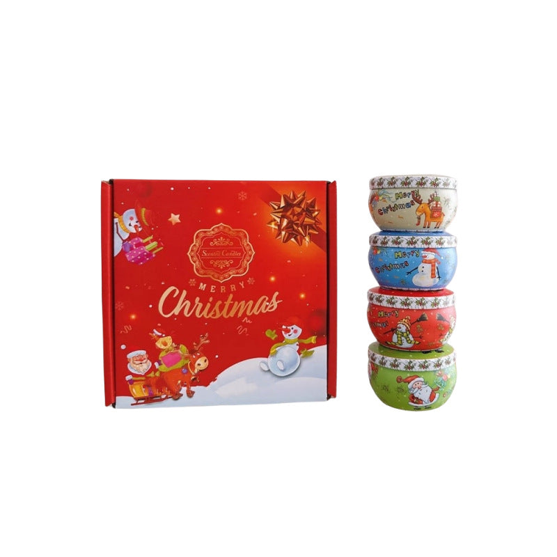 Scented Candles Christmas Gift Set - Pack of 4 (Freesia, Black Forest, Lavender & Rose)