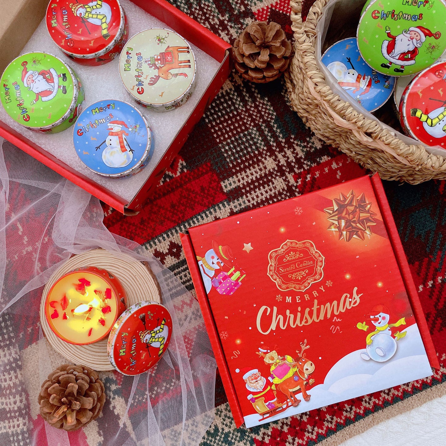 Scented Candles Christmas Gift Set - Pack of 4 (Freesia, Black Forest, Lavender & Rose)