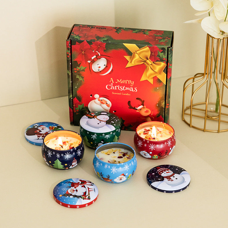 Scented Candles Christmas Gift Set - Pack of 4 (Rose, Blood Orange, Lavender & Vanilla)