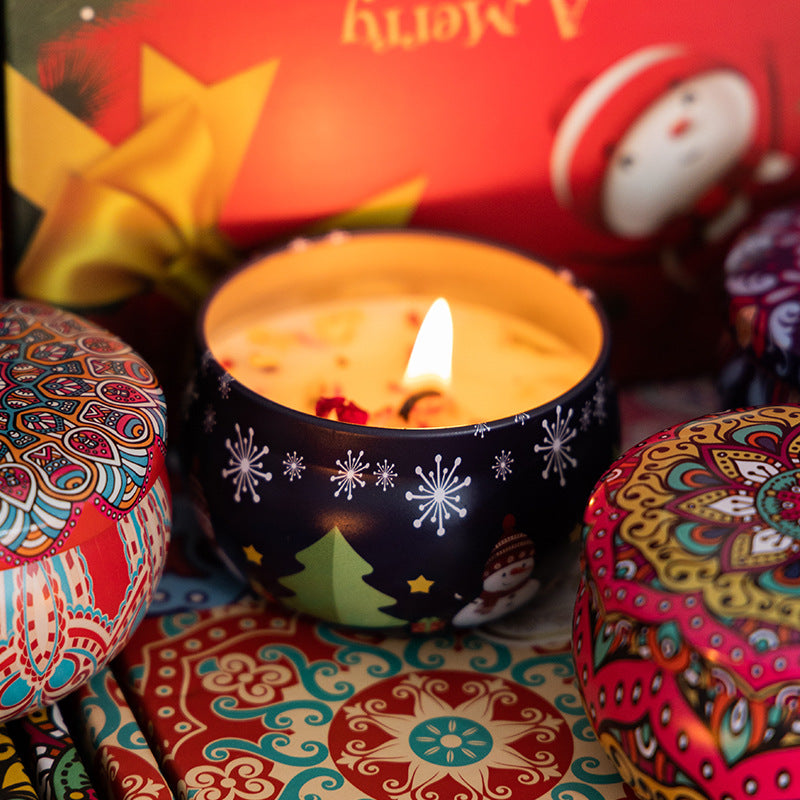 Scented Candles Christmas Gift Set - Pack of 4 (Rose, Blood Orange, Lavender & Vanilla)
