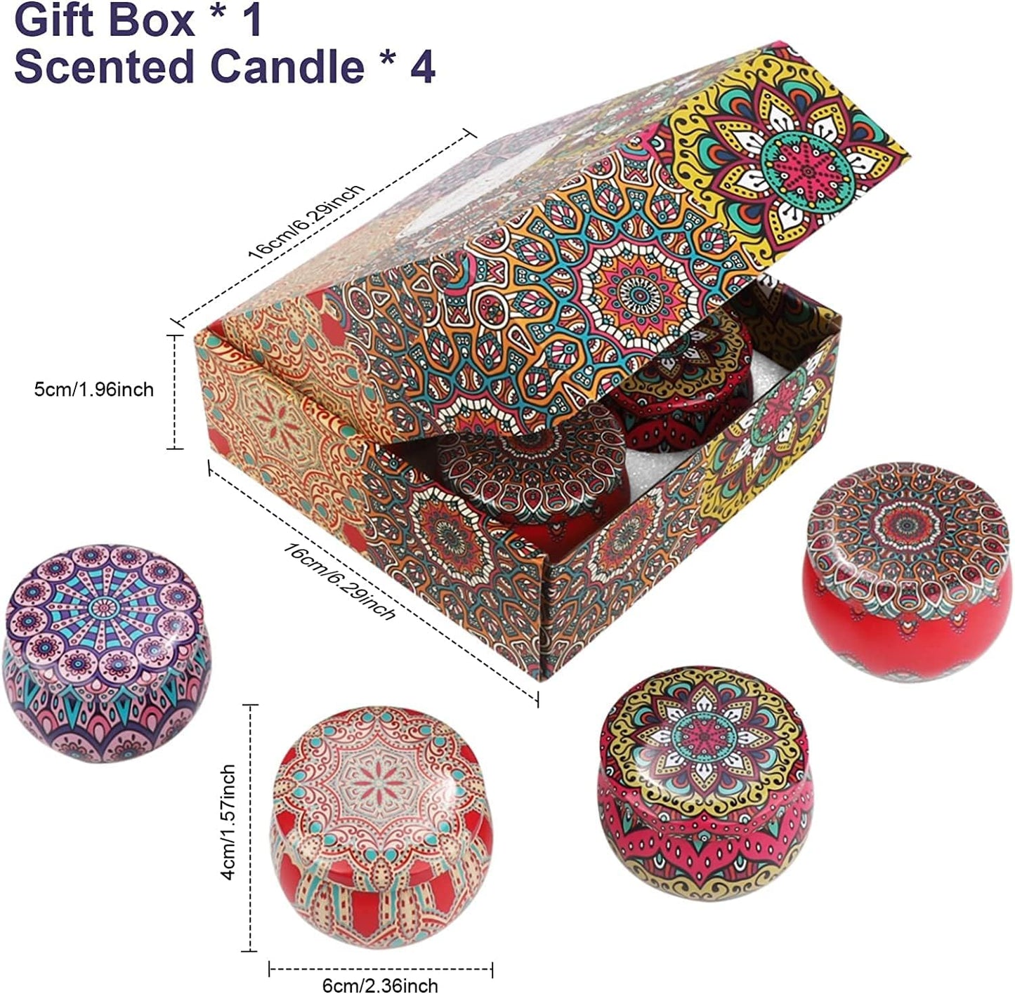Scented Candles Gift Set - Pack of 4 (Rose, Lavender, Lemon, and Cocoa Flavour)