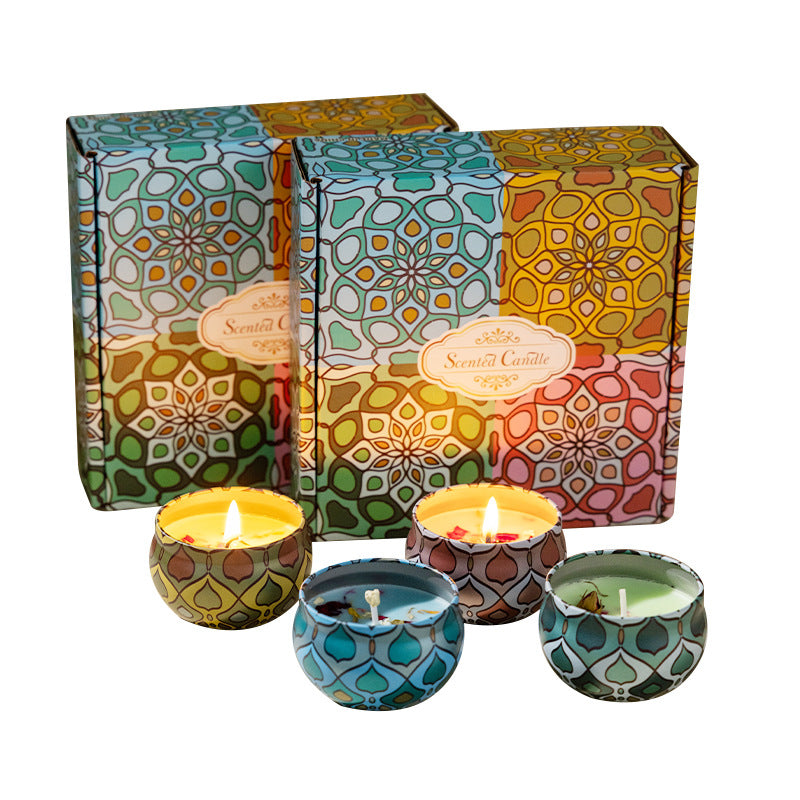 Scented Candles Gift Set - Pack of 4 (Jasmine, Lemon, Vanilla & Cocoa Flavour)