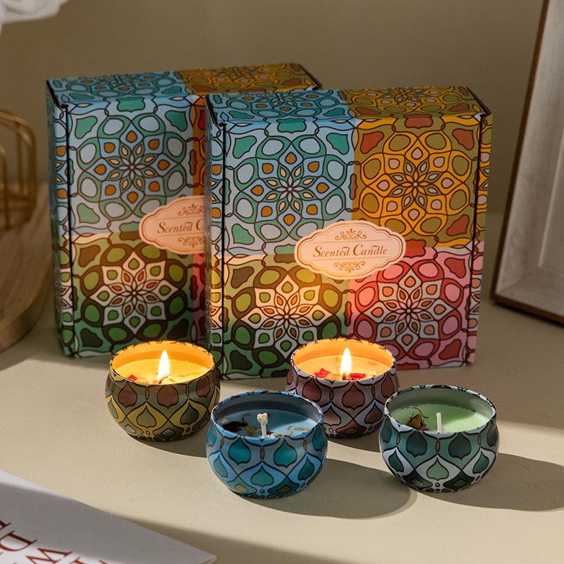 Scented Candles Gift Set - Pack of 4 (Jasmine, Lemon, Vanilla & Cocoa Flavour)