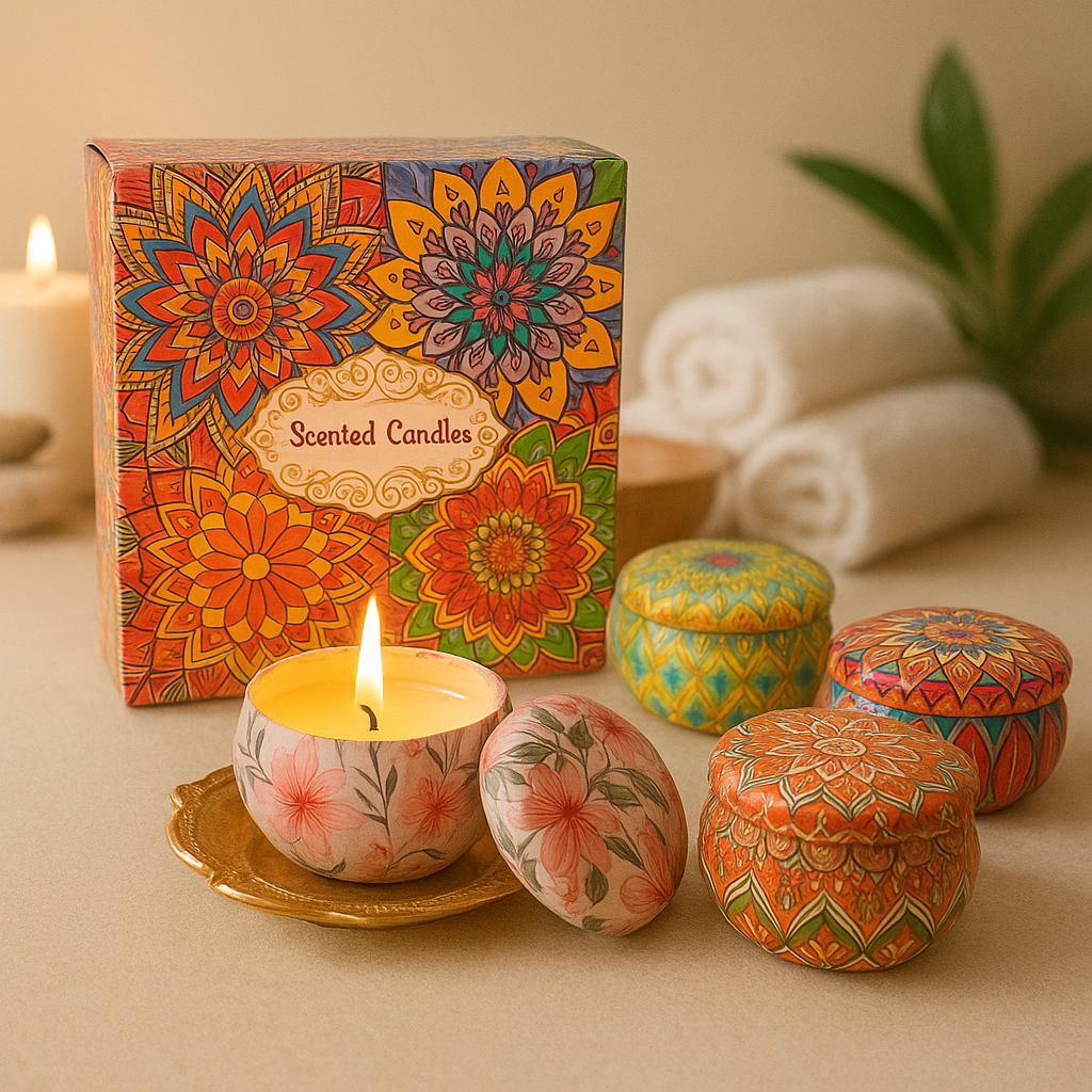 Scented Candles Gift Set - Pack of 4 (Gardenia, White Peach & Oolong, Berry Forest, White Gardenia)