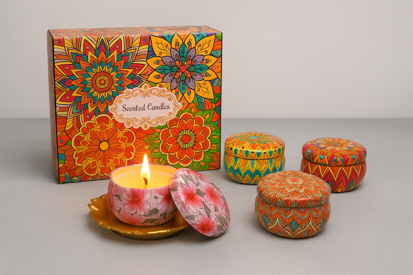 Scented Candles Gift Set - Pack of 4 (Gardenia, White Peach & Oolong, Berry Forest, White Gardenia)