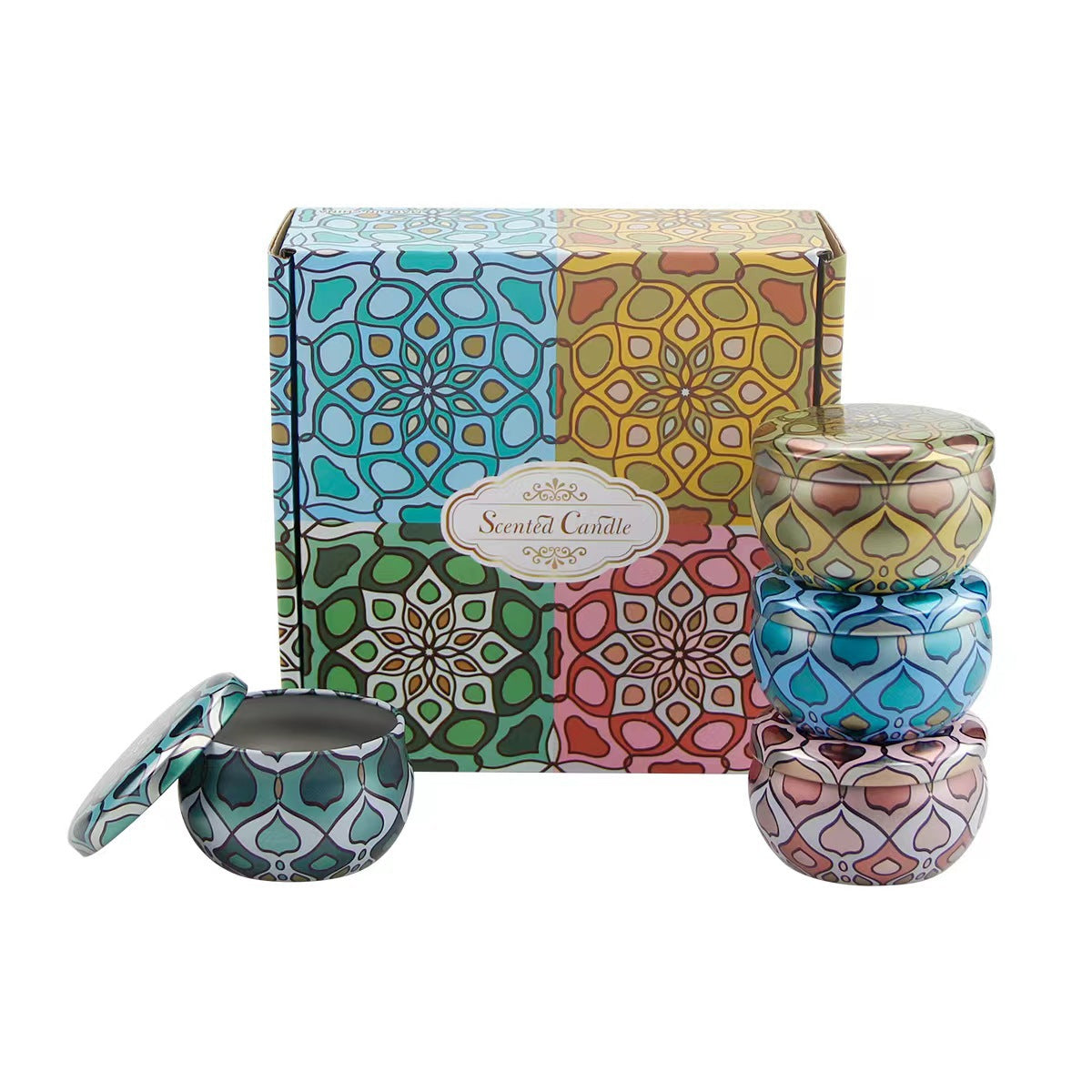 Scented Candles Gift Set - Pack of 4 (Jasmine, Lemon, Vanilla & Cocoa Flavour)