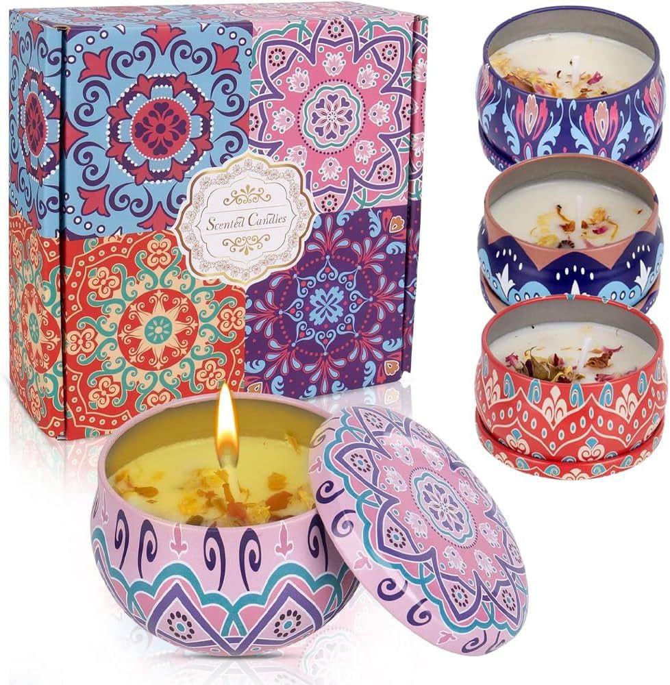 Scented Candles Gift Set - Pack of 4 (Violet, Wolfberry and Orange, Vanilla, Gardenia)