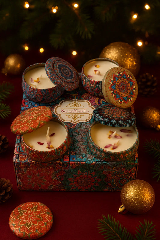 Scented Candles Gift Set - Pack of 4  (Lavender, Cedar & Fir, Citronella, Gardenia)