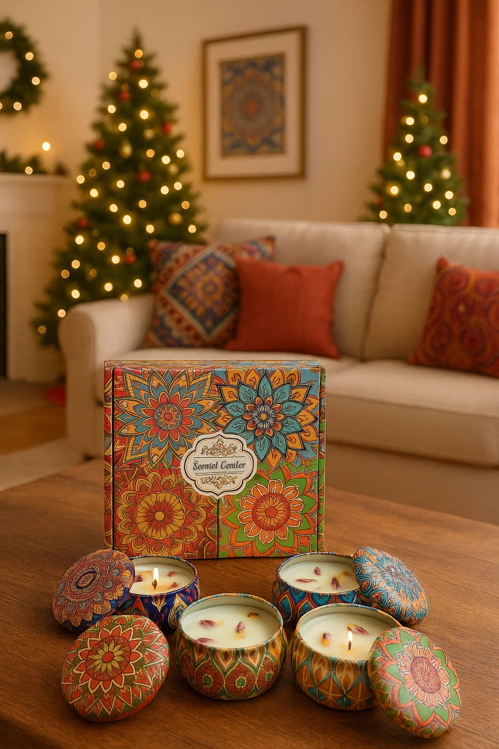 Scented Candles Gift Set - Pack of 4 (Gardenia, White Peach & Oolong, Berry Forest, White Gardenia)
