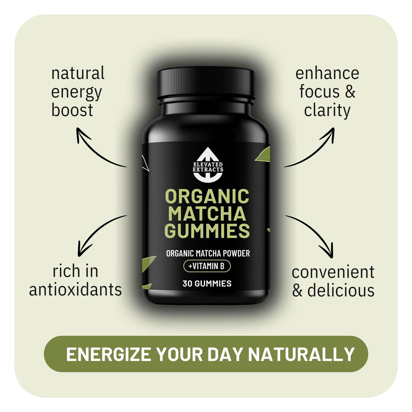 MATCHA GUMMIES AAA Grade Ceremonial Matcha Gummies – 30 Gummies – Vitamin B3 – Apple Flavour – By Elevated Extracts