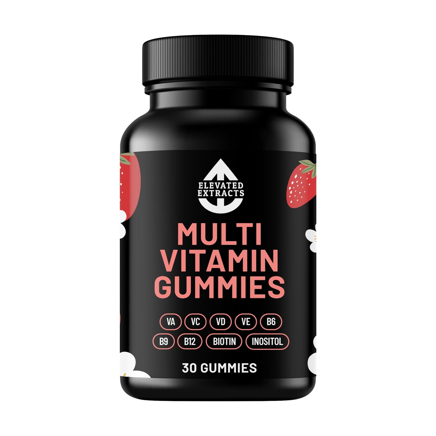 MULTI VITAMIN GUMMIES Multivitamin Gummies for Adults | 30 Gummies | Strawberry Flavour | Vitamin A, B6, B9, B12, C, D, E, Biotin & Inositol | by Elevated Extracts