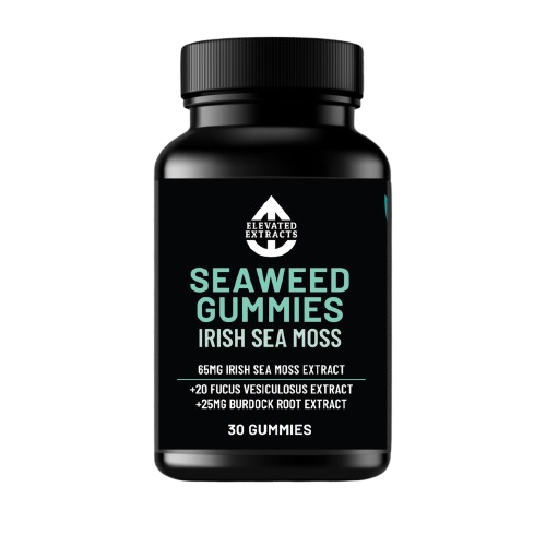 SEA WEED GUMMIES Irish Sea Moss Gummies with Bladderwrack (Fucus Vesiculosus Extract) and Burdock Root | 30 Gummies | Lime Flavour | All Natural, Vegan, Gluten Free, Non GMO – By Elevated Extracts