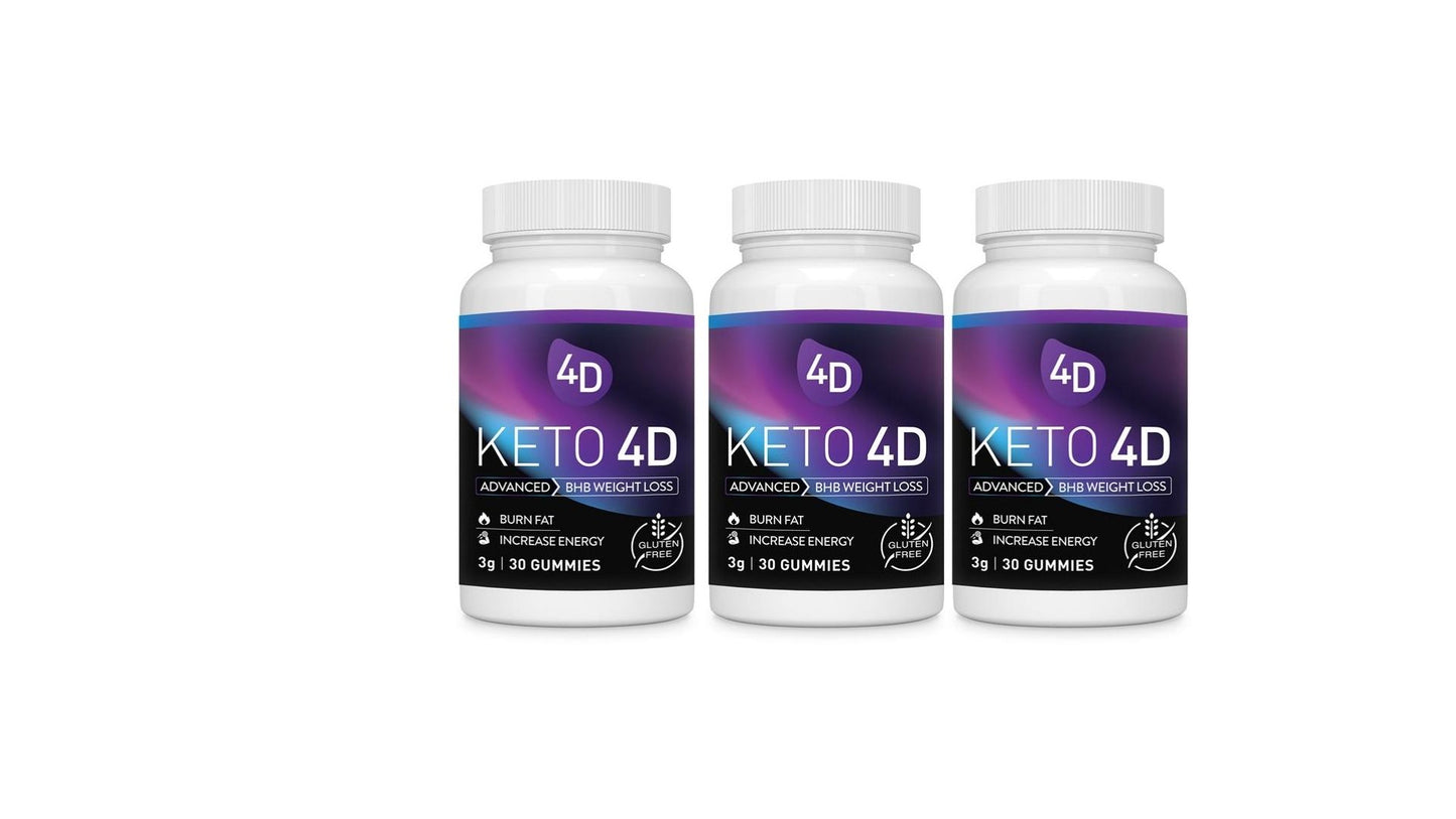 Keto 4D Gummies - Detox Diet Support - Ketogenic Weight Loss - Energy Boost Magnesium, Vitamins Minerals - Gluten Free Apple Cider Vinegar & Green Tea