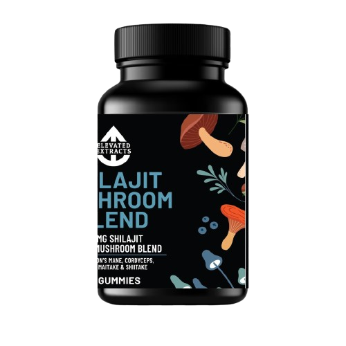 SHILAJIT Mushroom Complex Gummies – 30 Gummies - Lion's Mane, Reishi, Cordyceps, Chaga and Maitake. Mushroom Supplement with Blueberry Extract Flavour. Vegan and Gluten Free. Mushroom Gummies by Elevated Extracts.