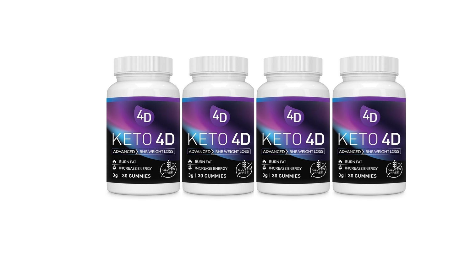 Keto 4D Gummies - Detox Diet Support - Ketogenic Weight Loss - Energy Boost Magnesium, Vitamins Minerals - Gluten Free Apple Cider Vinegar & Green Tea