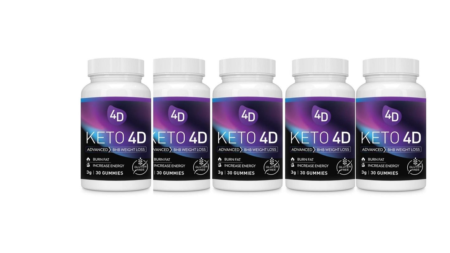 Keto 4D Gummies - Detox Diet Support - Ketogenic Weight Loss - Energy Boost Magnesium, Vitamins Minerals - Gluten Free Apple Cider Vinegar & Green Tea