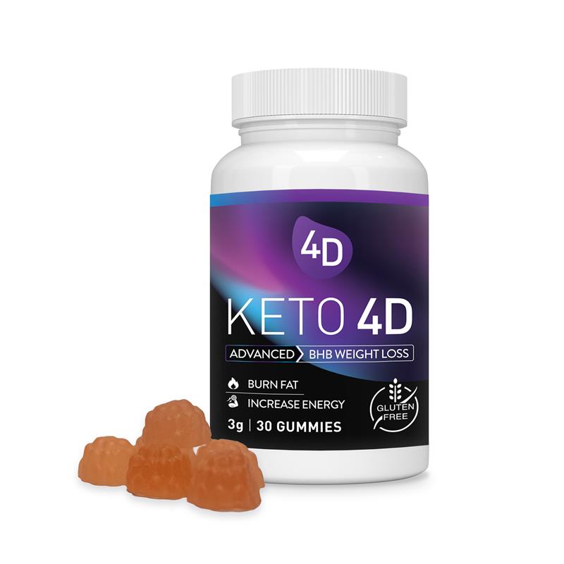 Keto 4D Gummies - Detox Diet Support - Ketogenic Weight Loss - Energy Boost Magnesium, Vitamins Minerals - Gluten Free Apple Cider Vinegar & Green Tea