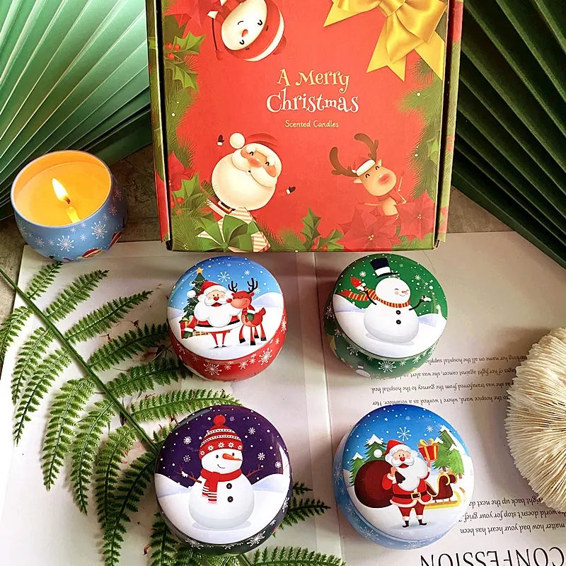 Scented Candles Christmas Gift Set - Pack of 4  (Rose, Blood Orange, Lavender & Vanilla)